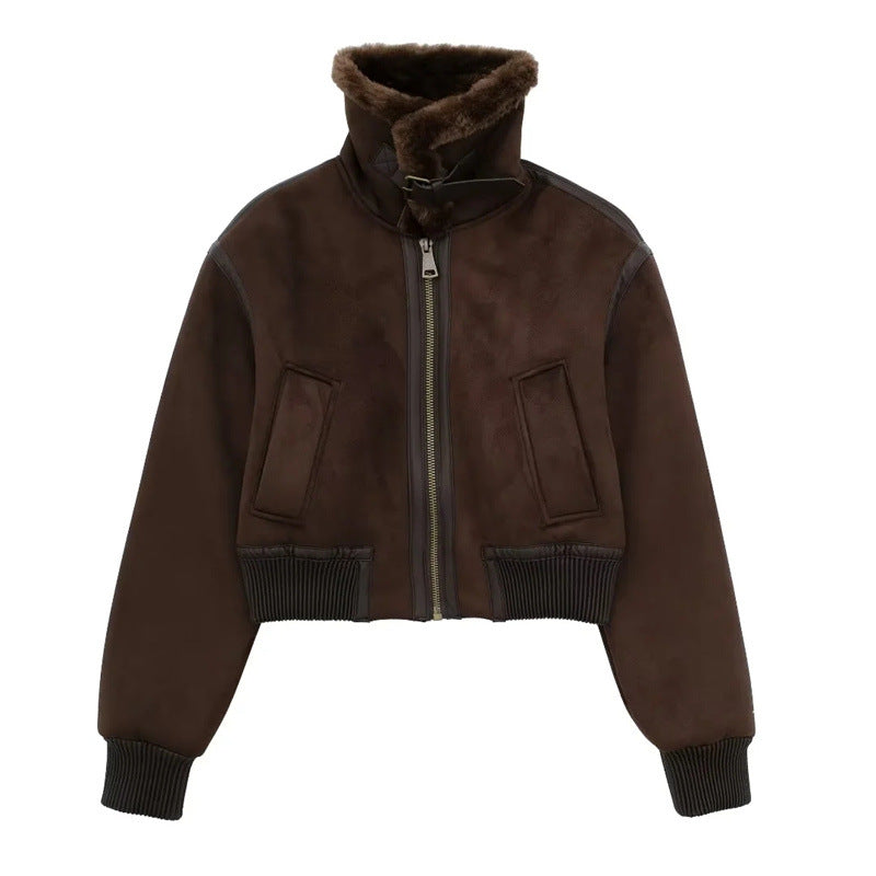 Fofinha - Warm Fur Integrated Loose Motorcycle Double-sided Jacket