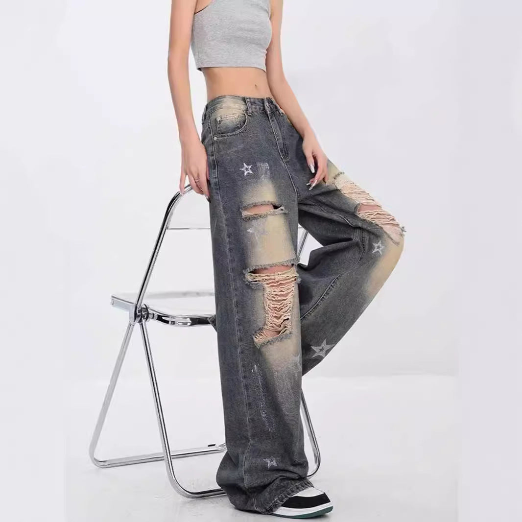 Fofinha - Street Retro Ripped Jeans