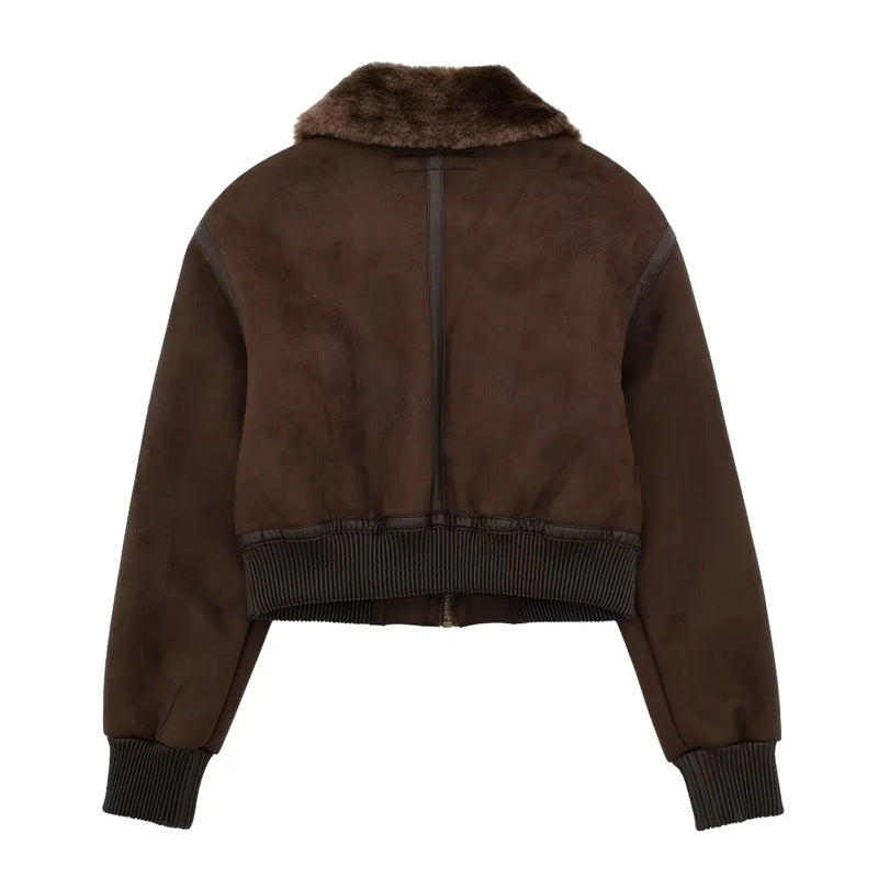 Fofinha - Warm Fur Integrated Loose Motorcycle Double-sided Jacket