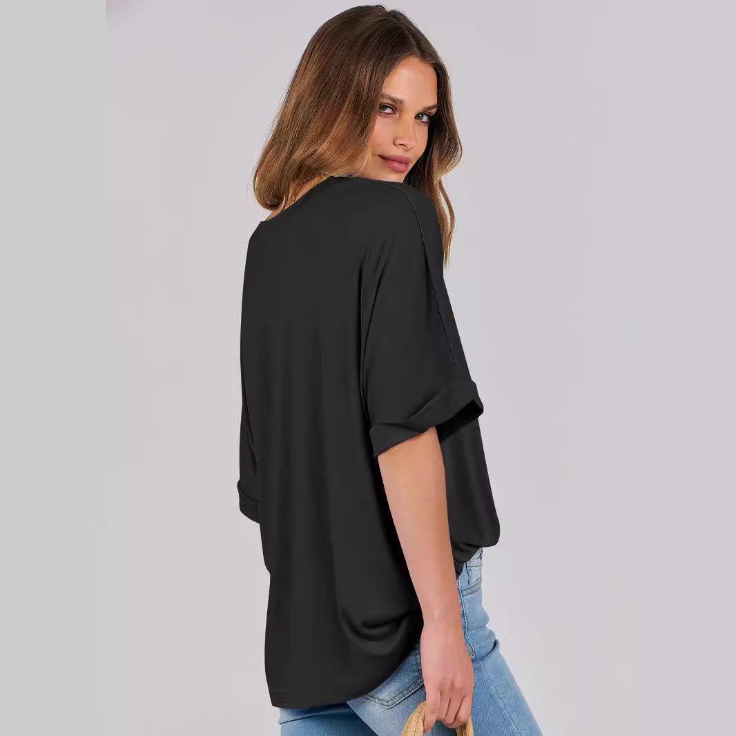 Pullover Top Loose Short Sleeve